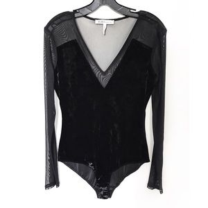 EUC BCBGeneration Crushed Velvet Bodysuit Black